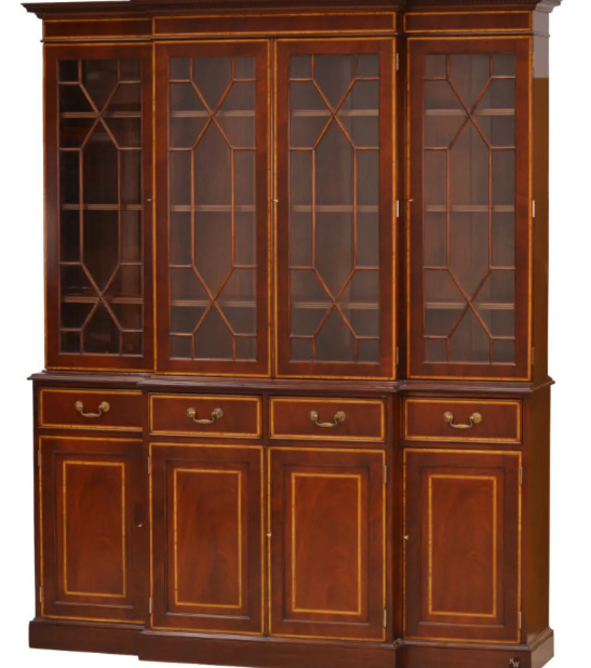Bücherschrank 4-türig Mahagoni Breakfront