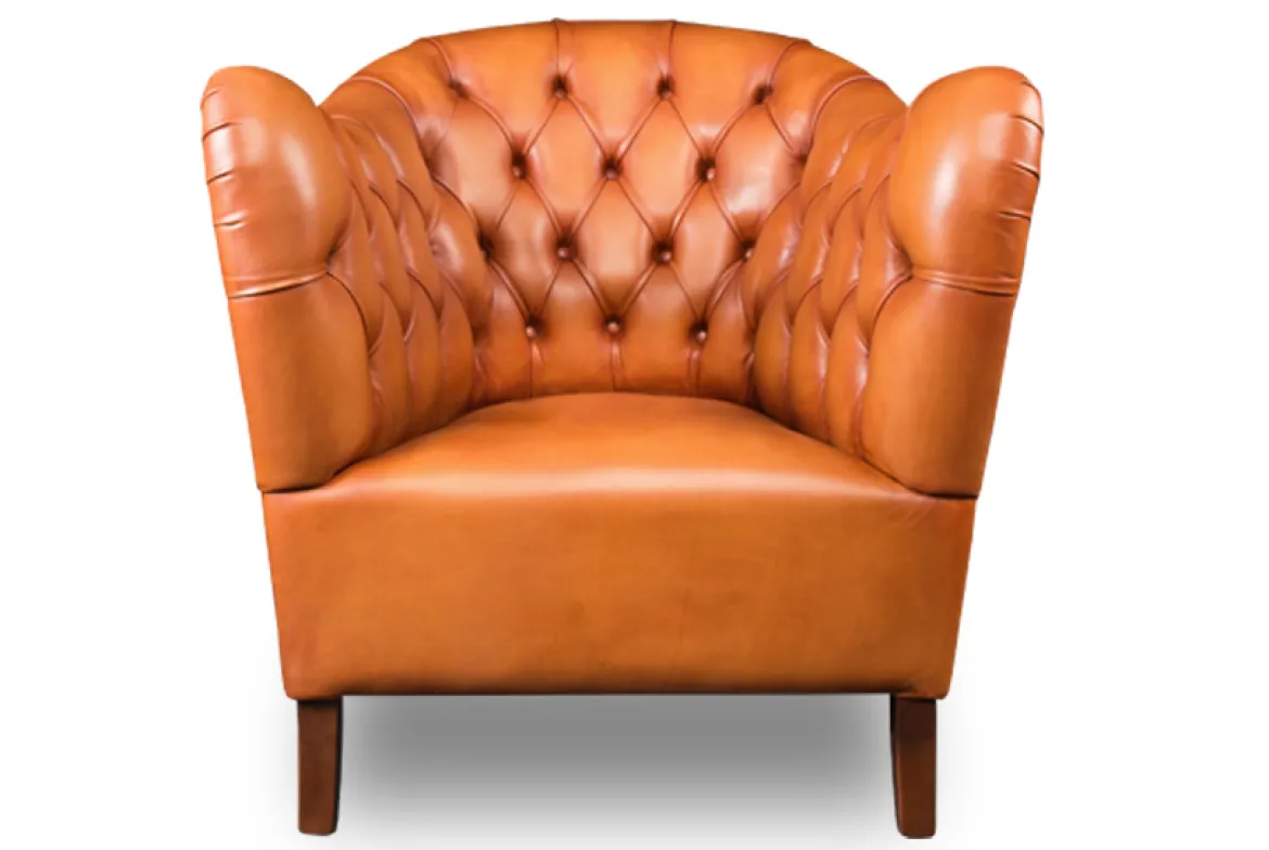 Leder Sessel East Side mit Knöpfung