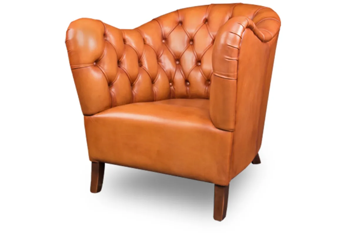 Leder Sessel East Side mit Knöpfung