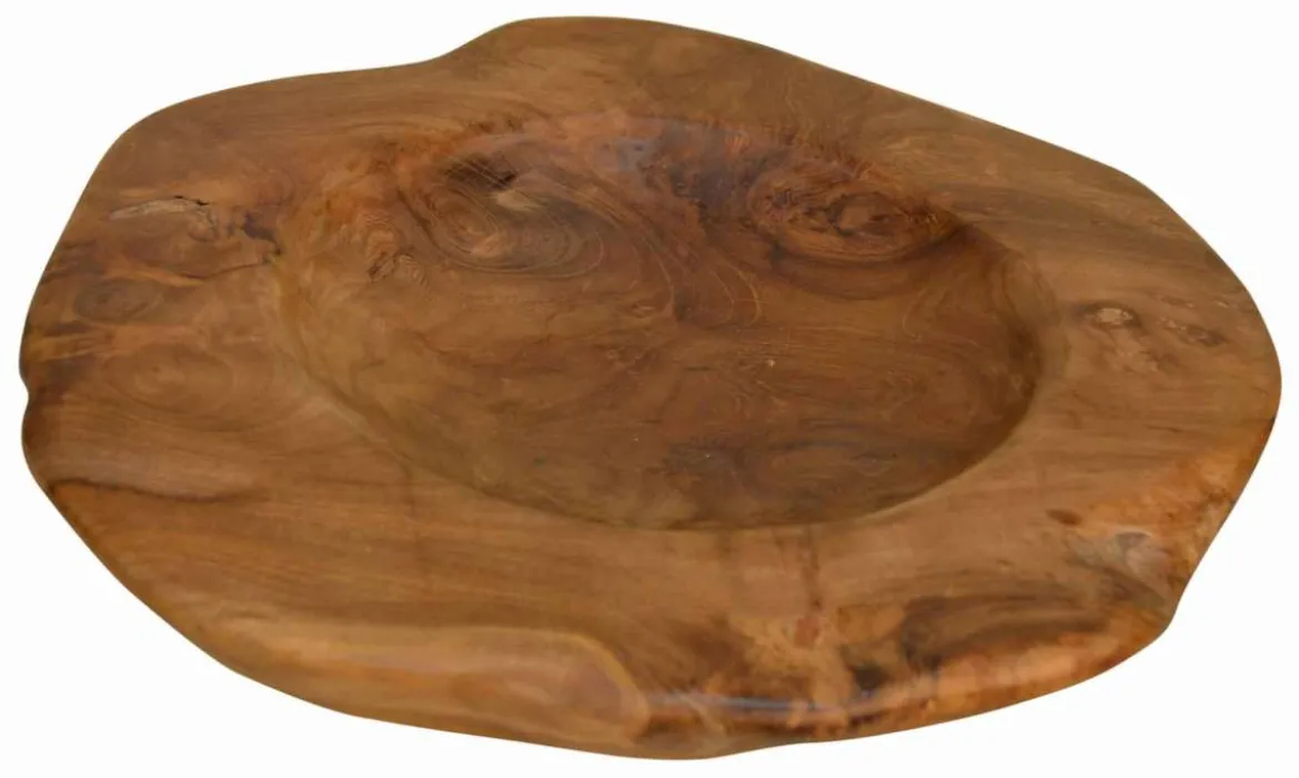 Rundliche Teakholz Schale massiv