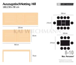 Teak Ausziehtisch Notting Hill 180 cm