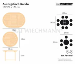 Teak Ausziehtisch rund Rondo