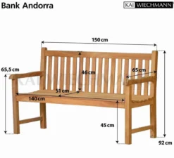 Teak Bank Andorra 150 cm