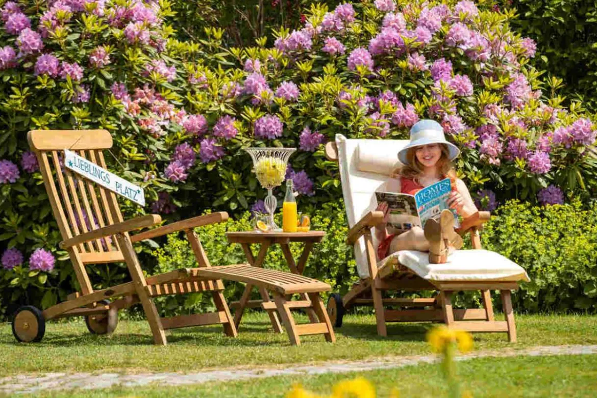 Teak Deckchair mit Rad