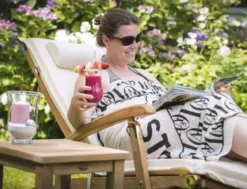 Teak Deckchair mit Rad Brighton