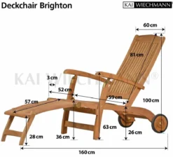 Teak Deckchair mit Rad Brighton