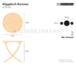 Teak Klapptisch rund Ravenna 70 cm