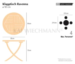 Teak Klapptisch rund Ravenna 90 cm