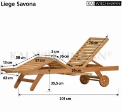 Teak Liege Savona mit Knick
