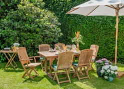Teak Sitzgruppe Brighton mit Klappstühlen 1-8 Personen