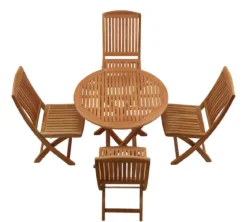 Teak Sitzgruppe Brighton rund 1-4 Personen mit Klappfunktion