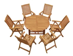 Teak Sitzgruppe Rondo und Pisa 6-8 Personen mit Ausziehfunktion