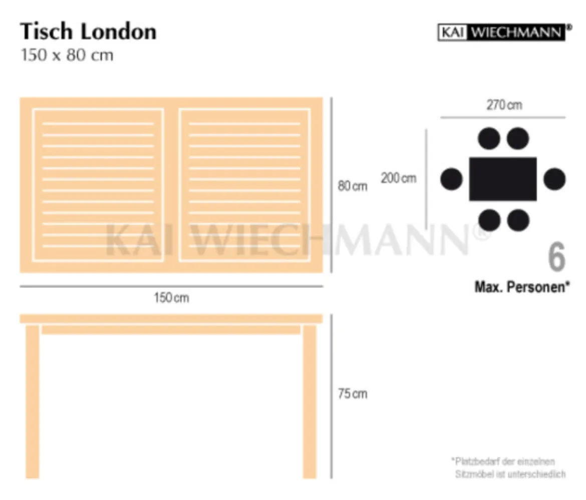 Teak Tisch London 150 cm