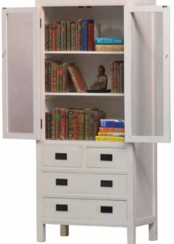 Vitrinenschrank antikweiß